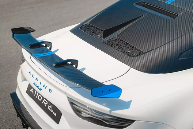 Striking shark fin and blue-accented wing tips